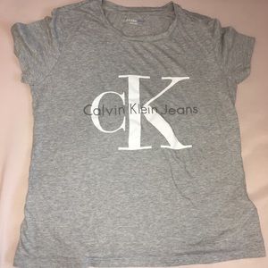 Calvin Klein CK Logo Gray Top, Size Small